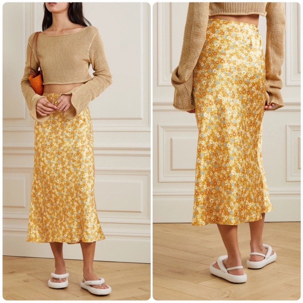 Reformation Platt Slip Midi Skirt Silk, SIZE 12
